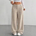 Women's Corduroy Casual Wide-Leg Pants with Pockets