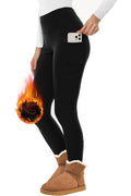 Fur Lined Solid Winter Thicker Warm Legging W/Side Pockets