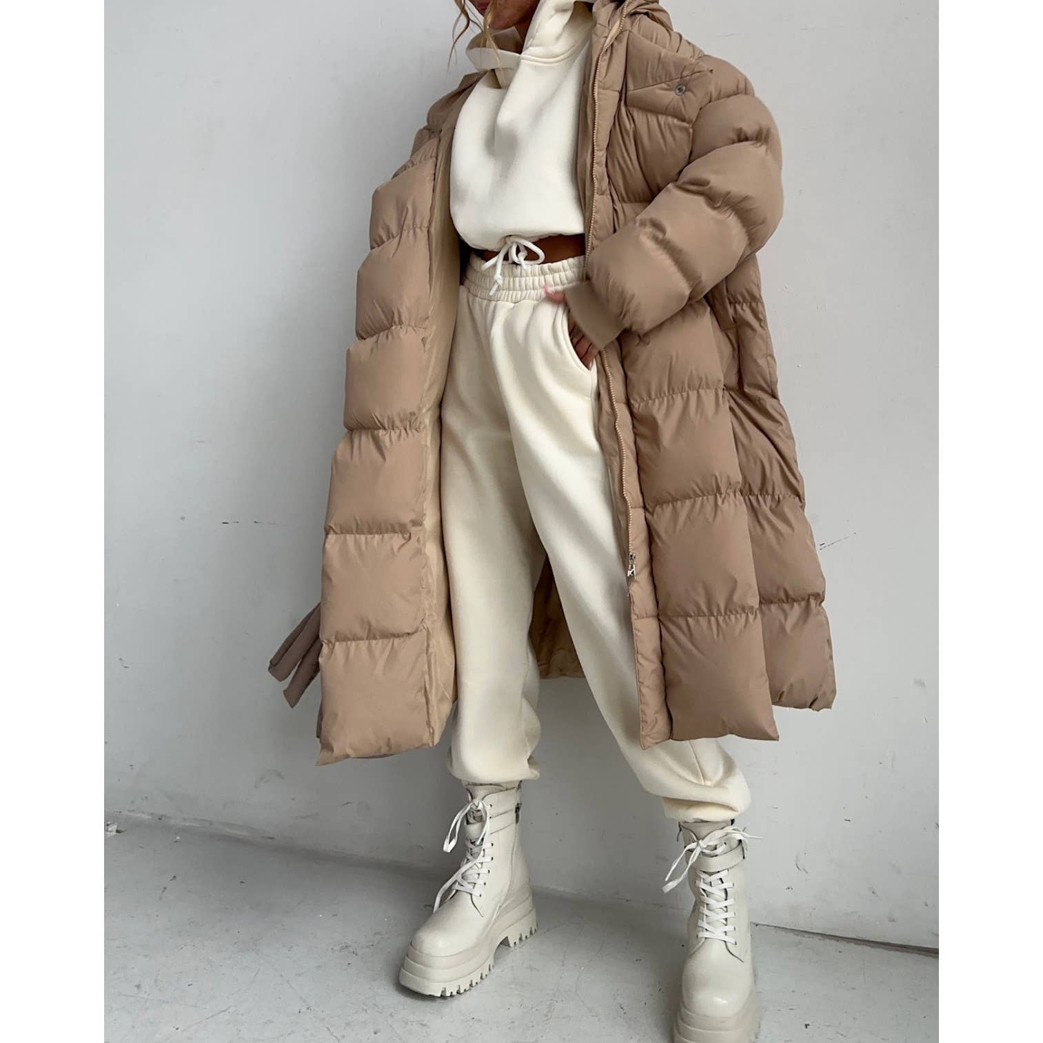 Solid Puffer Long Jacket