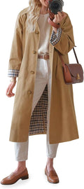 Women Long Trench Coat Single Breasted Oversized Windproof Overcoat Fashion Outerwear