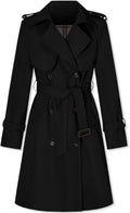 Women Long Double-Breasted Trench Coat with Belt