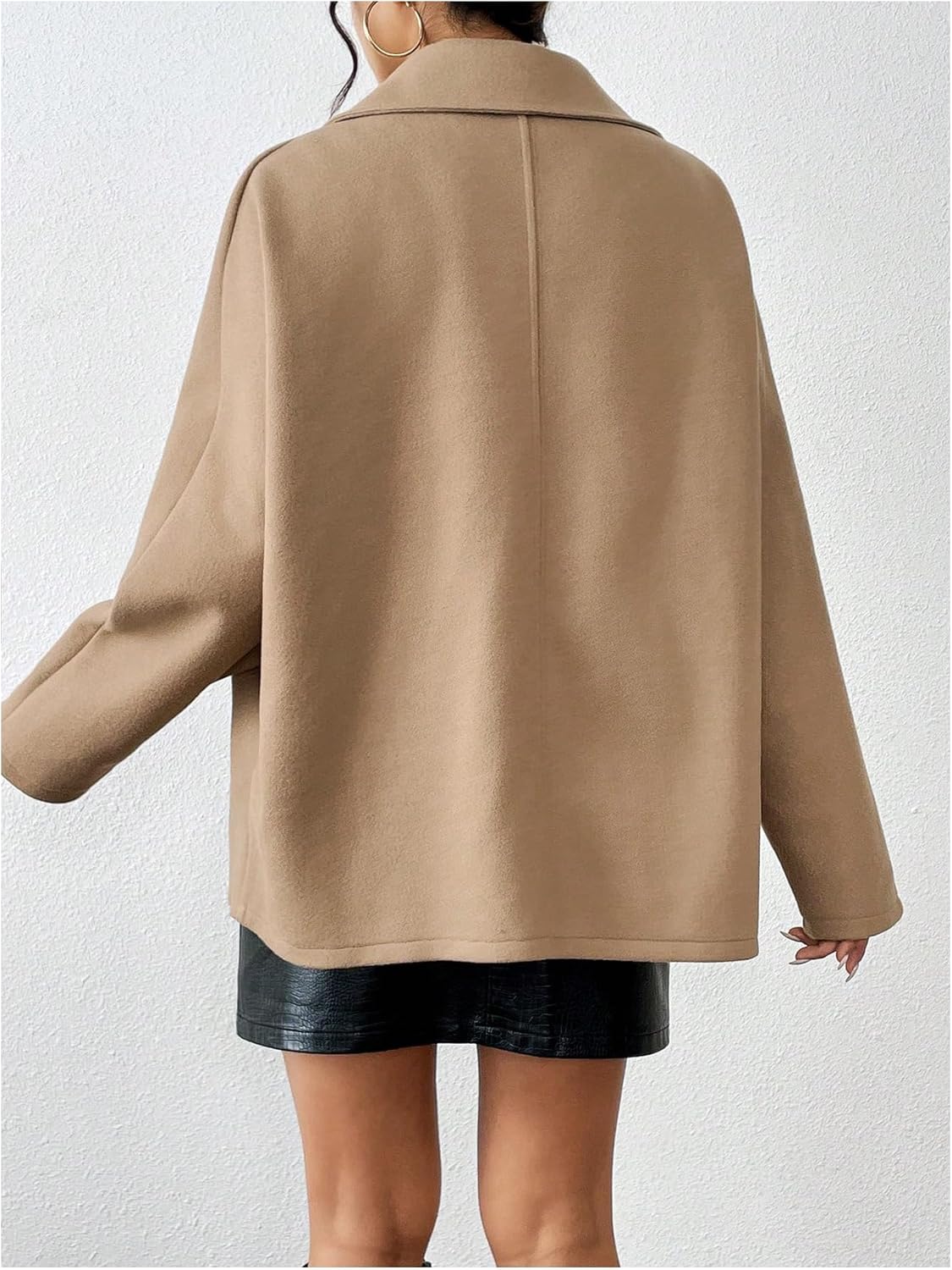 Women's Trench Coat Long Sleeve Double Breasted Lapel Casual Jackets Winter Outerwear