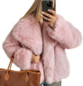 Women's Faux Fur Coat Fluffy Faux Fur Jacket Long Sleeve Lapel Furry Winter Jackets Shaggy Parka Short Coat