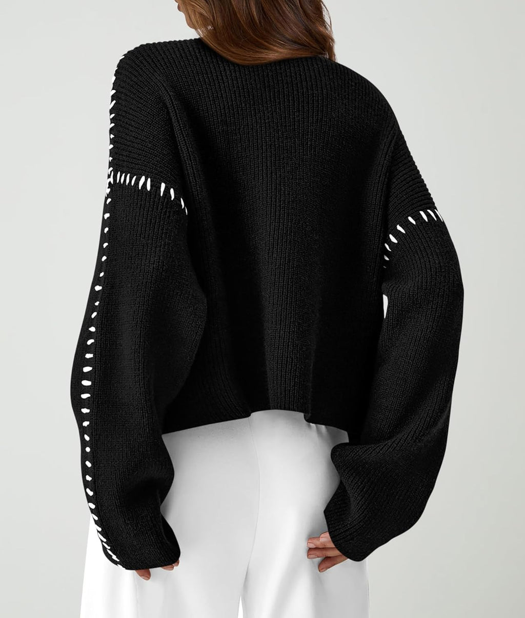 women Chunky Knit Winter Sweaters Casual Long Sleeve Mock Neck Oversized Loose Pullover Sweater Tops