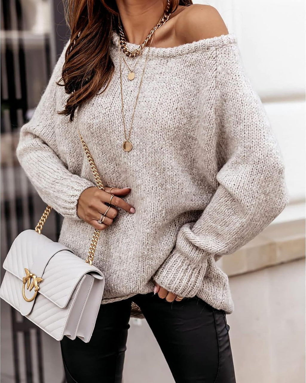 Women Casual Long Sleeve Fall Sweaters Crew Neck Solid Color Soft Ribbed Knit Oversized Pullover Loose Fit Jumper