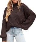women Fall Oversized Pullover Sweaters Casual Crewneck Long Sleeve Chunky Cable Knit Blouse Top