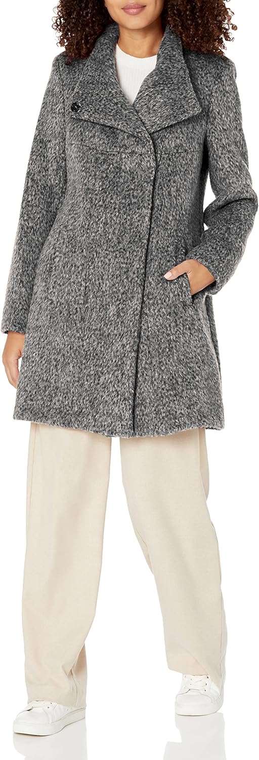 womens Houndstooth Wool Blend Knit Coat