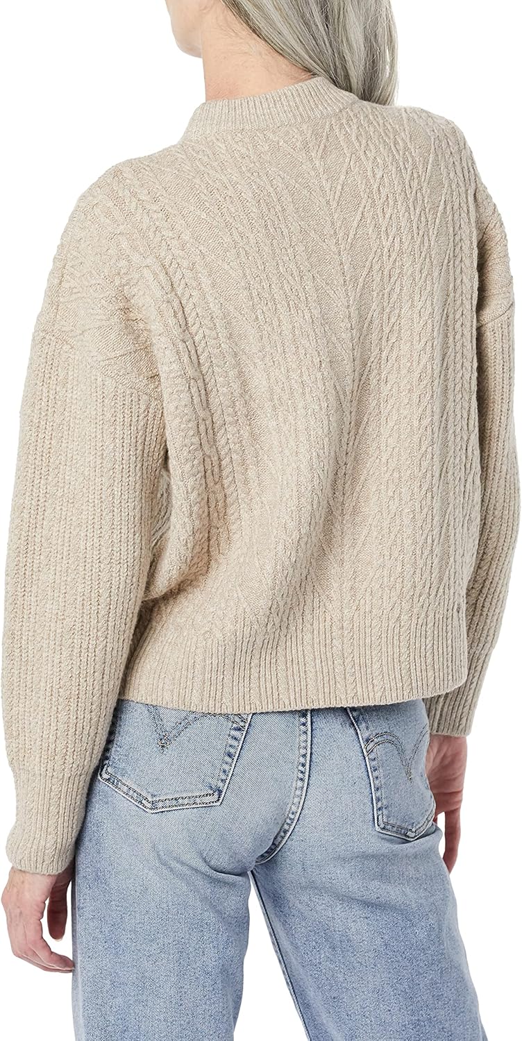 women Cable Knit Sweater, Soft-Touch Modern Crewneck, Plus Size Available