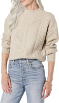 women Cable Knit Sweater, Soft-Touch Modern Crewneck, Plus Size Available