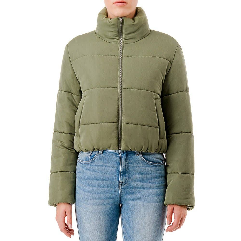 Puffer Jacket with Standing Collar