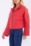 Zipper Closure Front Pockets Puffer Jacket